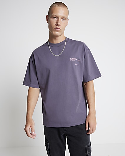 Purple Oversized fit graphic T-shirt