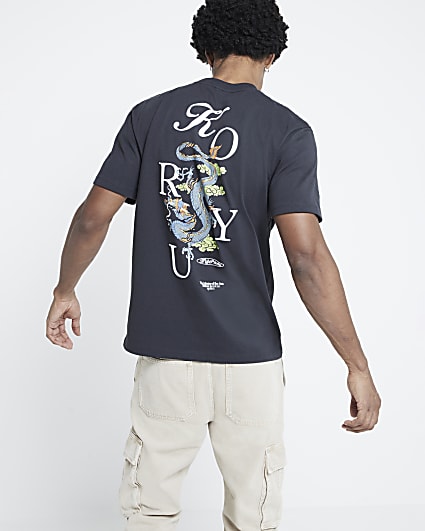 Black Regular Fit Koryu Graphic T-Shirt