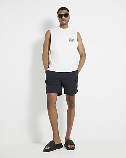 Black Cargo Swim Shorts