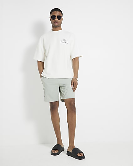 Green Loose Fit Cargo Swim Shorts