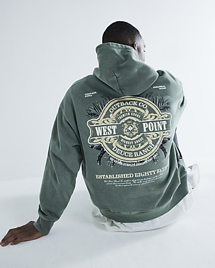 Khaki Oversized West Point Spray Hoodie