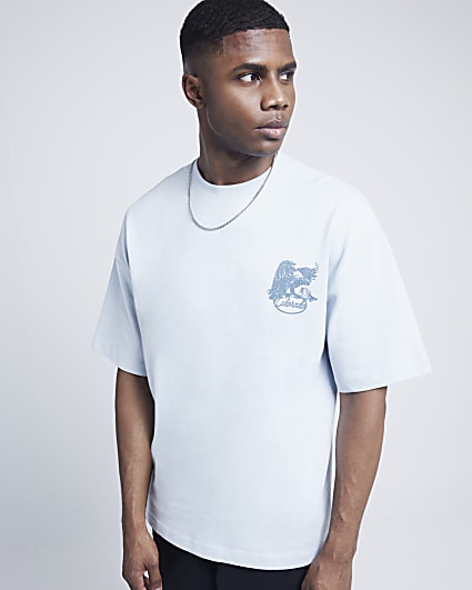 Blue oversized fit eagle graphic t-shirt