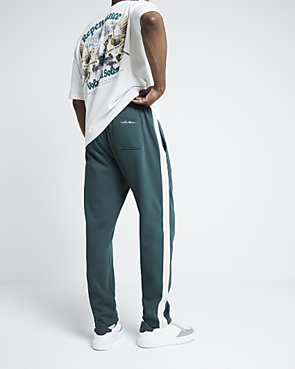 Green Regular Fit Taped Joggers