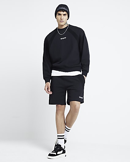 Black Panel Jersey Shorts