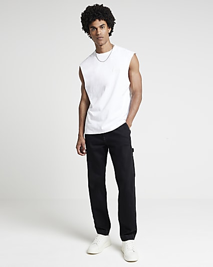 White regular fit Luminis graphic vest top