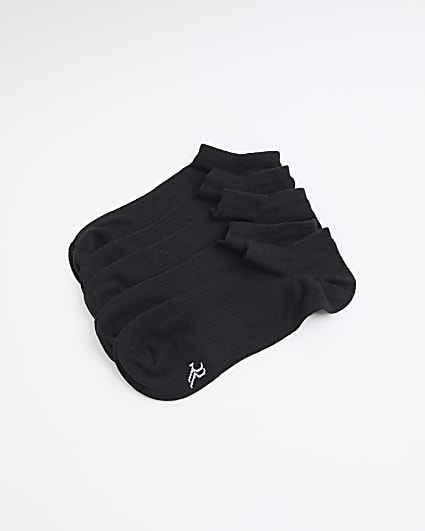 5PK black ribbed trainers socks