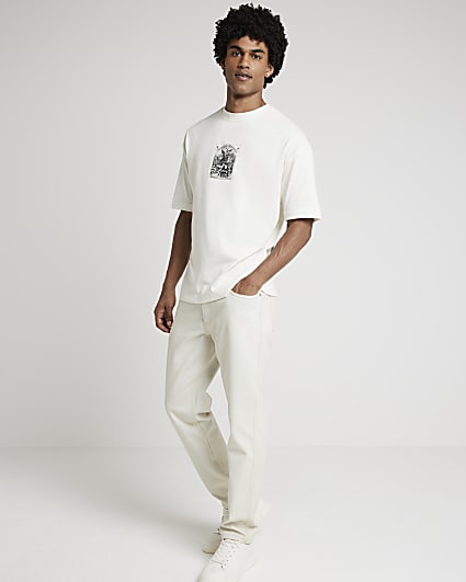 Ecru oversized fit graphic t-shirt