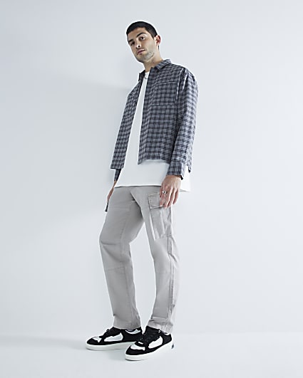 Grey Regular Fit Cargo Trousers