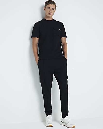 Black Slim Fit Stretch Smart Cargo Joggers