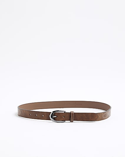 Brown Western Stitch Belt