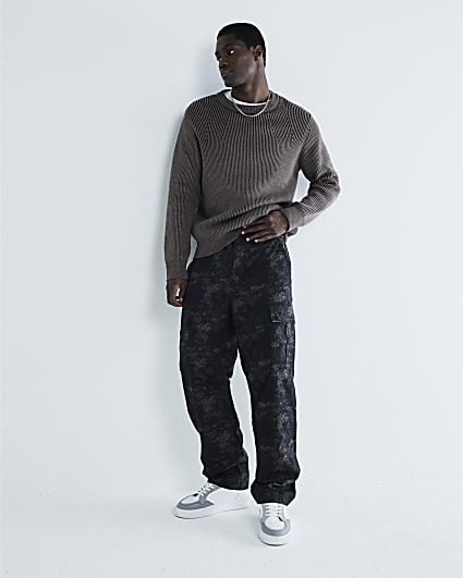 Brown Loose Cargo Camo Trousers