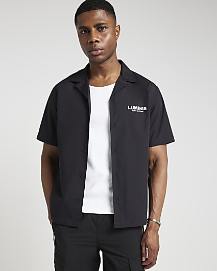 Black regular Luminis graphic revere shirt