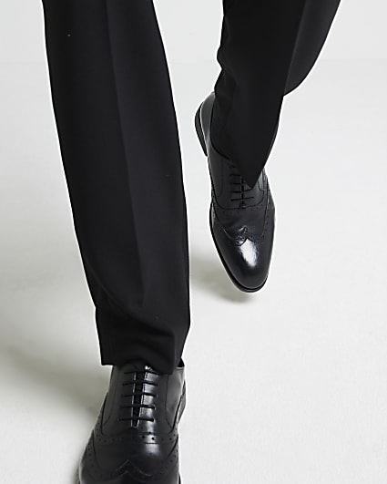 Black Leather Oxford Brogue Shoes