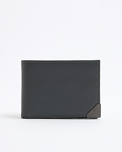 Grey Pebbled Leather Slim Wallet