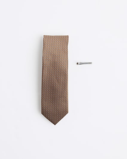 Brown Brown Polka Dot Tie