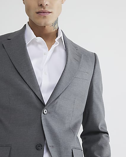 Grey Stretch Skinny Suit Jacket