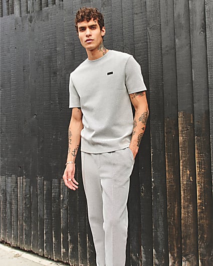 Grey Slim Fit Pique T-Shirt