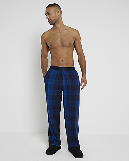 Blue Woven Check Pyjama Trousers