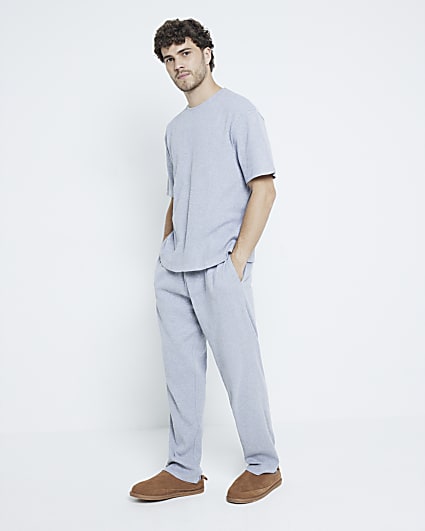 Grey Waffle T-Shirt And Trousers Pyjamas Set