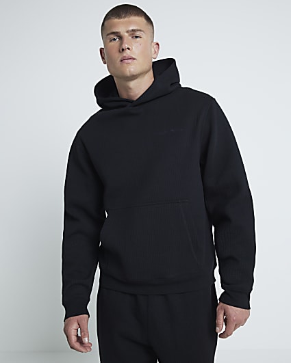 Black Quilted Hoodie