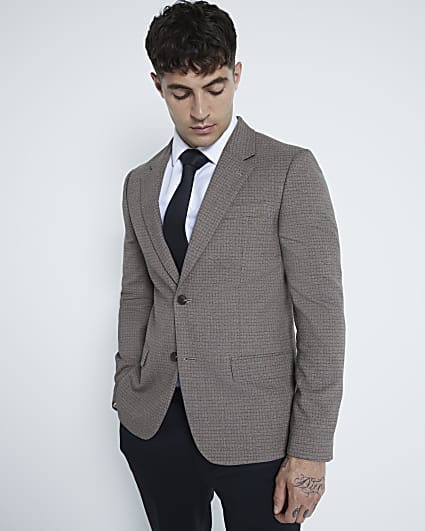 Brown Microcheck Suit Jacket