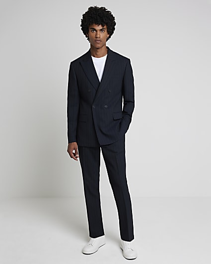 Navy pinstripe suit jacket