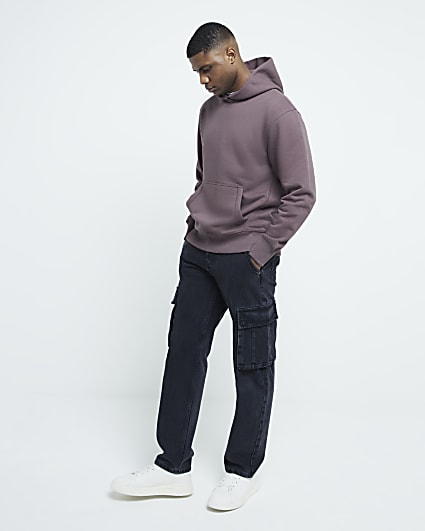 Purple regular fit plain hoodie