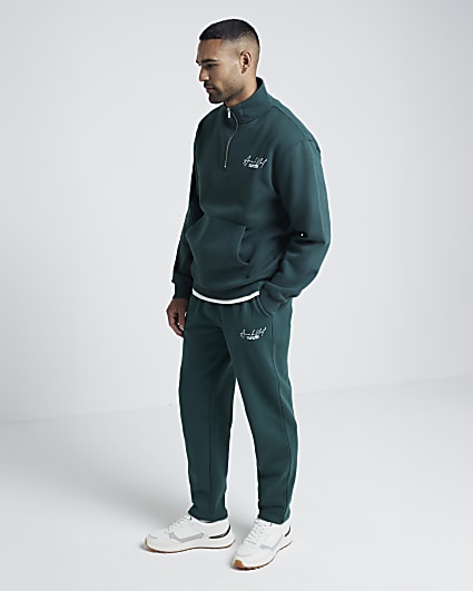 Green regular fit open hem joggers