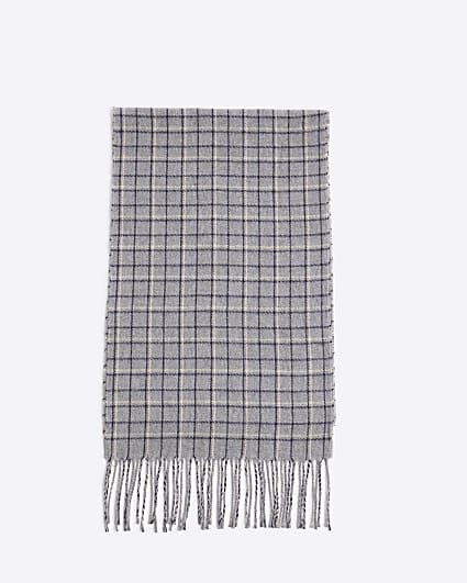 Grey Micro Check Scarf