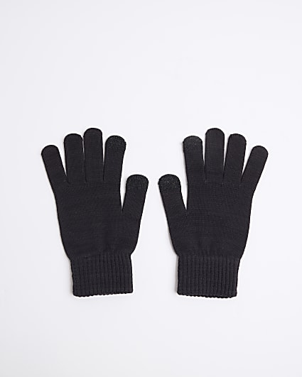 Black Knit Touch Screen Gloves