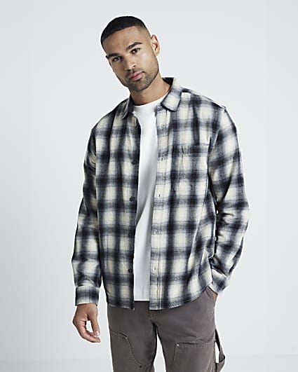 Black Regular Fit Flannel Check Shirt