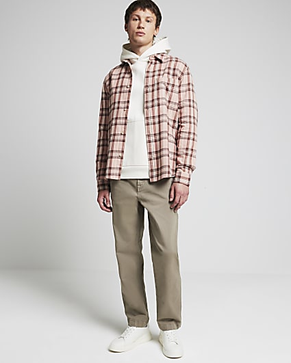 Pink regular fit flannel check shirt