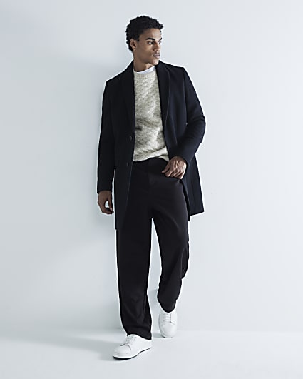 Black Twill Slim Overcoat