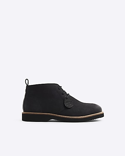 Black leather lace up chukka boots