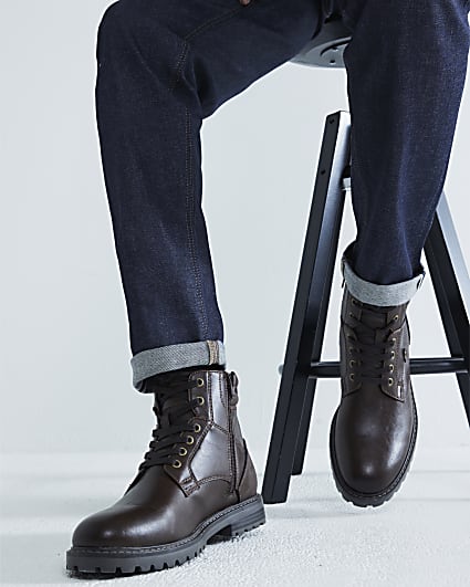 Lace up boots river island hotsell