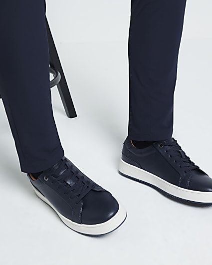 Navy Lace Up Trainers