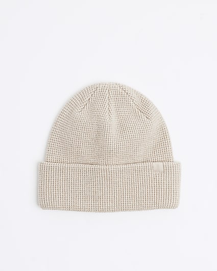 Stone waffle textured beanie hat