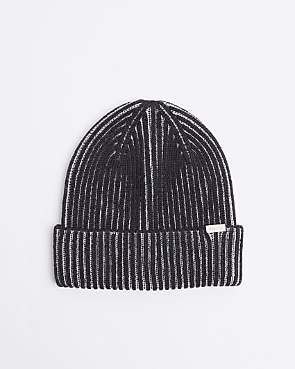 Black Plaited Beanie Hat