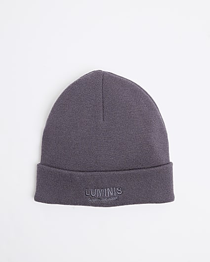 Grey Embroidered Luminis Beanie Hat