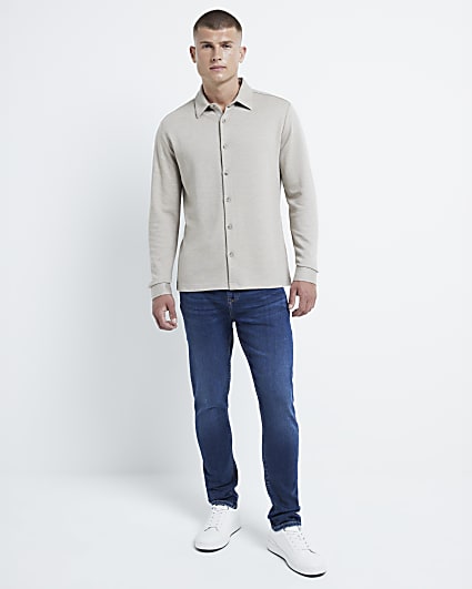 Stone Slim Fit Stretch Long Sleeve Shirt