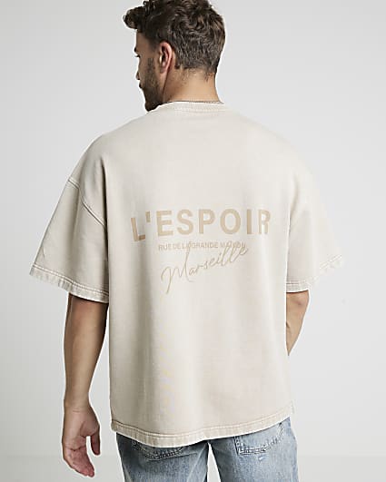 Stone oversized fit graphic script t-shirt