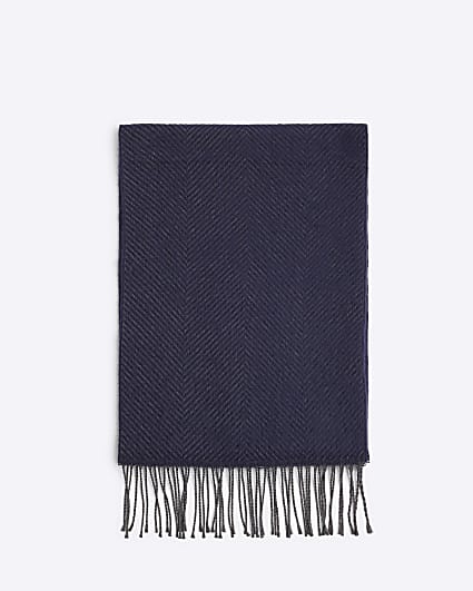 Navy Herringbone Scarf