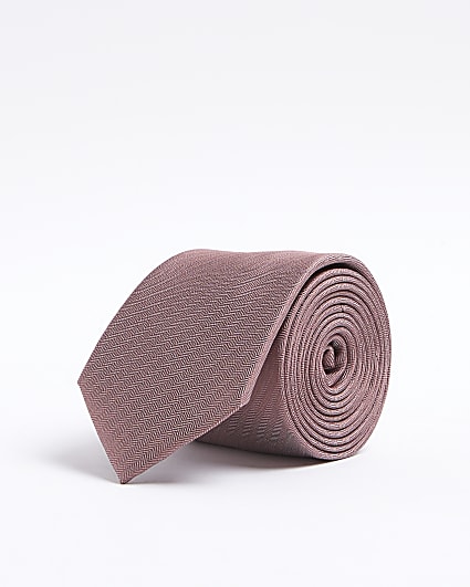 Pink herringbone tie