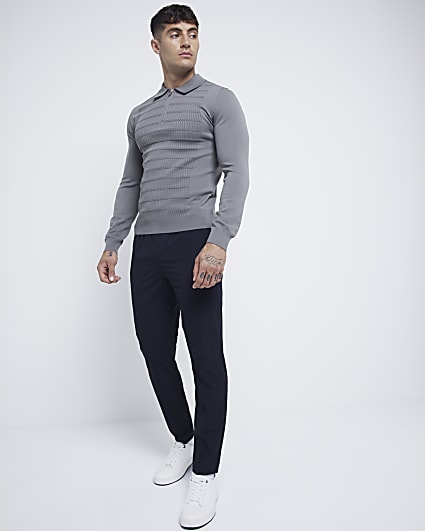 Grey Muscle Fit Polo Shirt