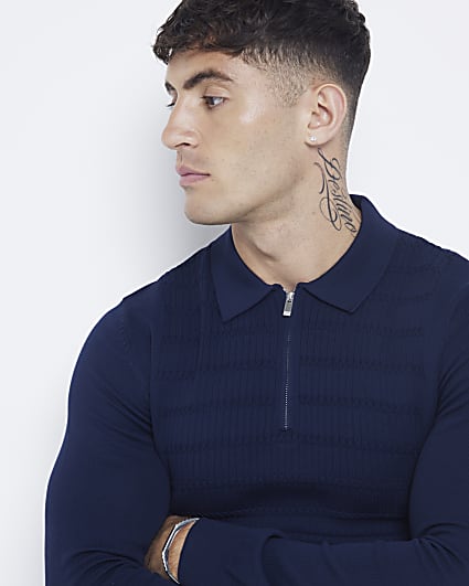 Navy Muscle Fit Polo Shirt