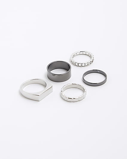 5 Pack silver colour chain link rings