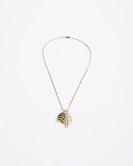 Gold Multi Charm Pendant Necklace