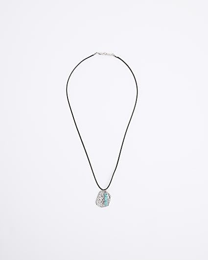 Silver colour charm necklace