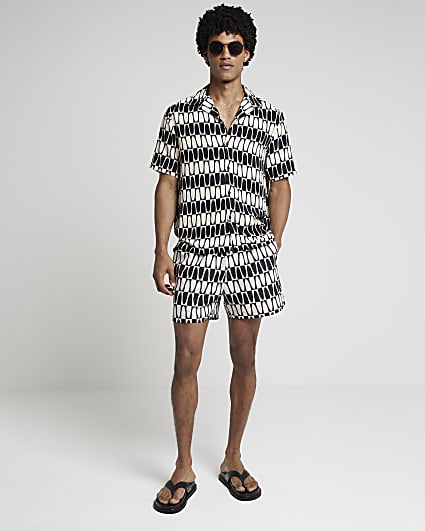 Black regular fit monochrome swim shorts