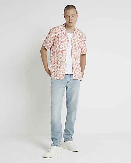 Coral regular fit sun graphic revere shirt